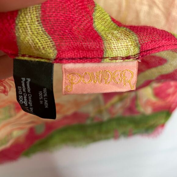 Powder 100% Linen Scarf  Shawl Tropical Floral Botanical print - Picture 5 of 8